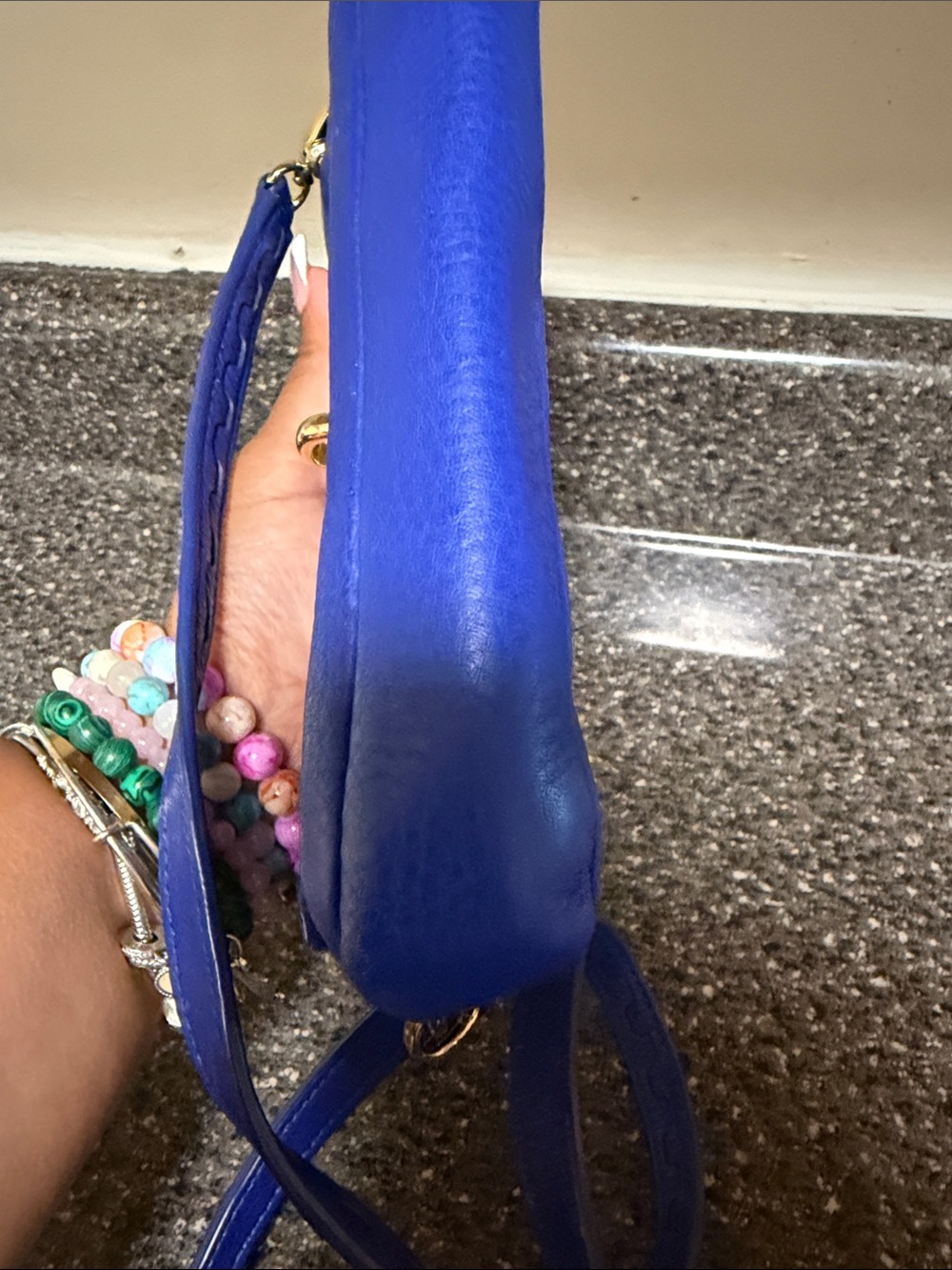 Henri Bendel Blue Leather Crossbody Bag Rare - Picture 4 of 6